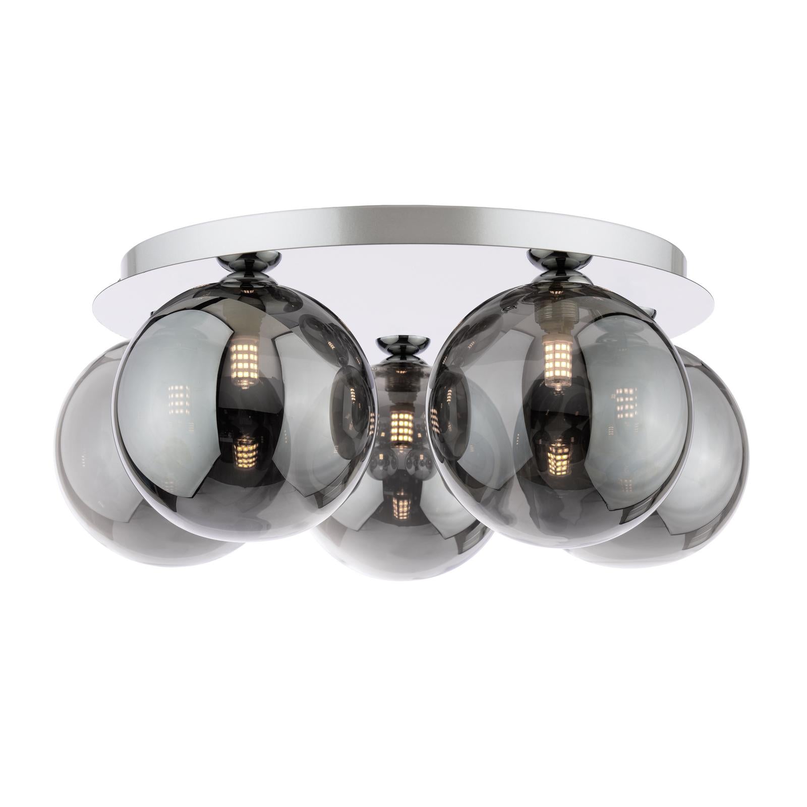 FOL5450-24 Foley 5 Light Flush Polished Chrome With Smoked Glass