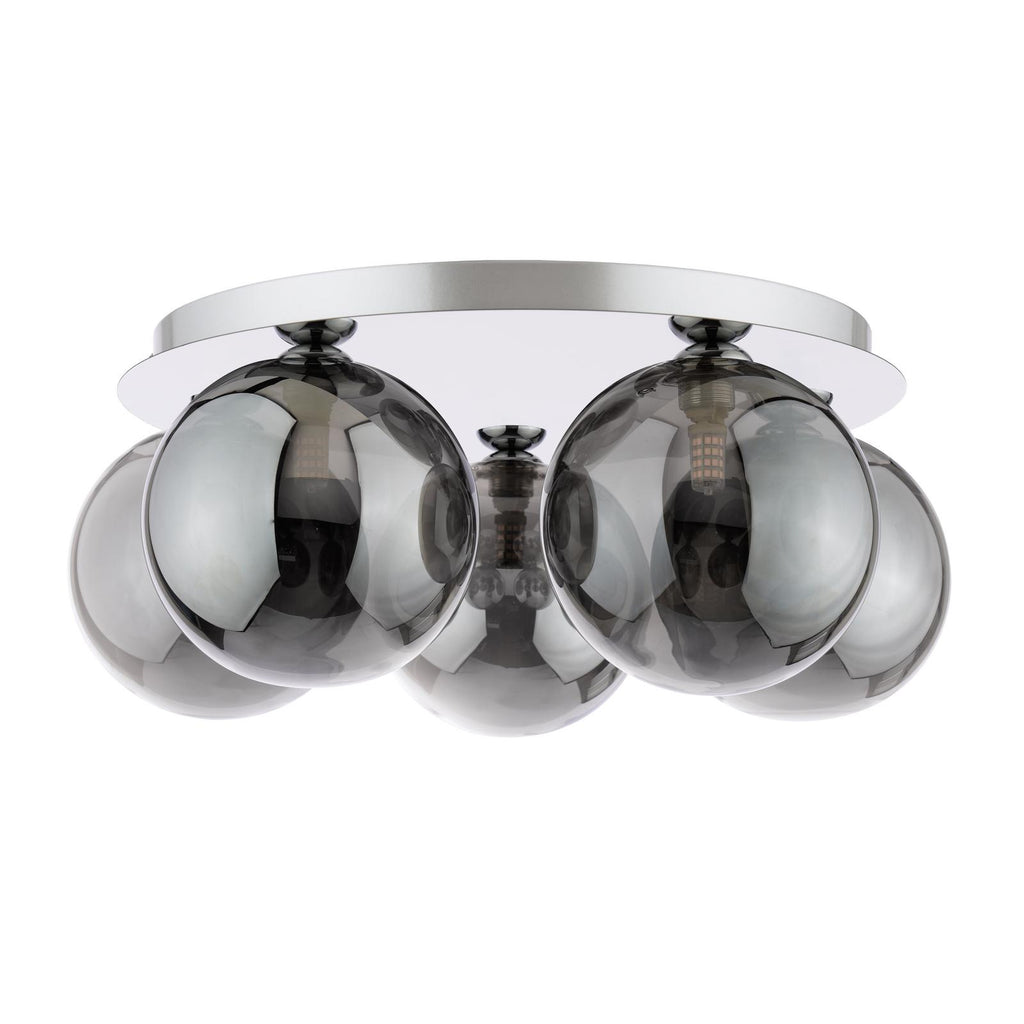 FOL5450-24 Foley 5 Light Flush Polished Chrome With Smoked Glass