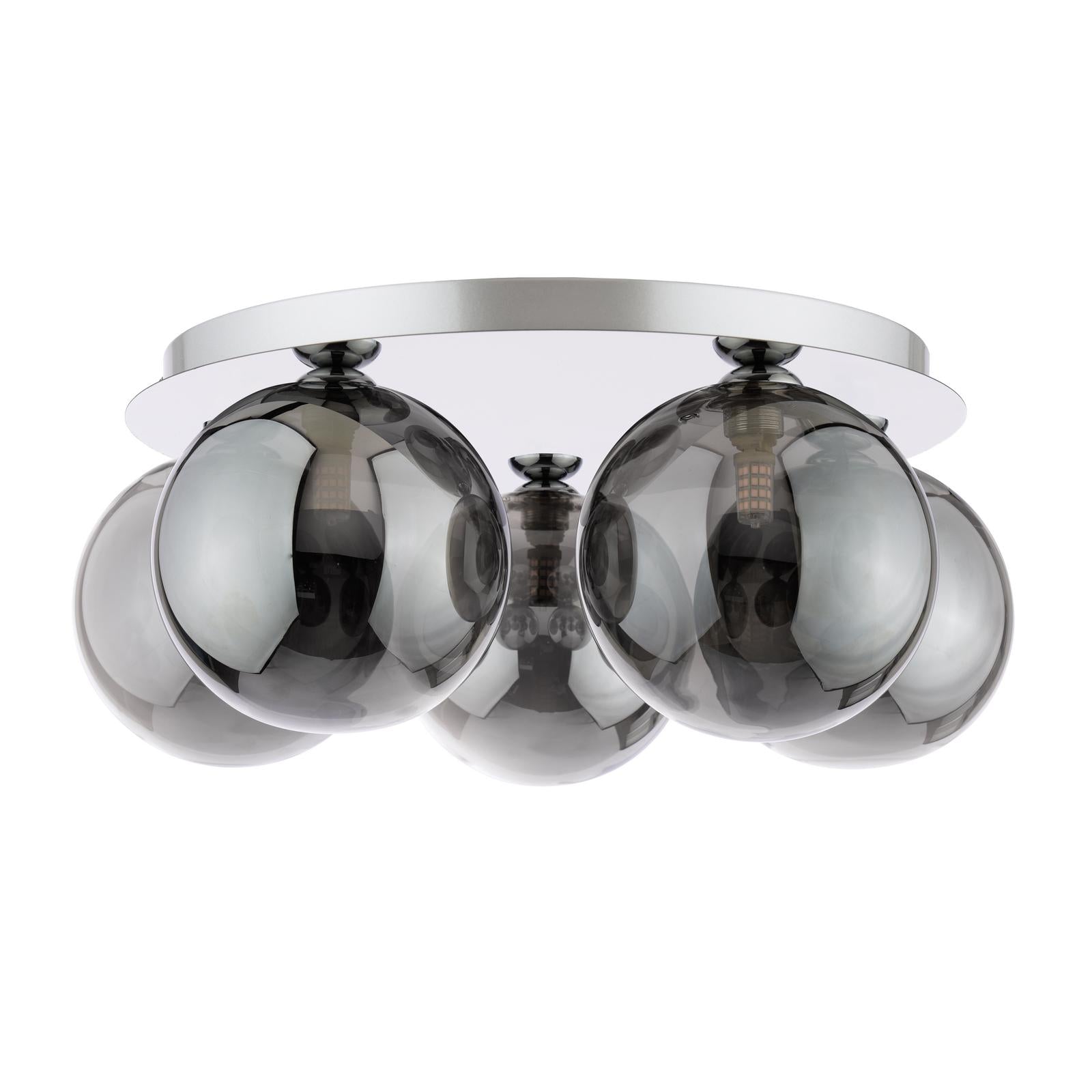 FOL5450-24 Foley 5 Light Flush Polished Chrome With Smoked Glass
