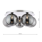 FOL5450-24 Foley 5 Light Flush Polished Chrome With Smoked Glass