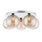 FOL5450-26 Foley 5 Light Flush Polished Chrome With Twisted Amber Glass