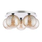 FOL5450-26 Foley 5 Light Flush Polished Chrome With Twisted Amber Glass