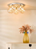 FOL5450-26 Foley 5 Light Flush Polished Chrome With Twisted Amber Glass
