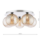 FOL5450-26 Foley 5 Light Flush Polished Chrome With Twisted Amber Glass