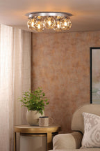 FOL5450-27 Foley 5 Light Flush Polished Chrome With Closed Organic Amber  Glass