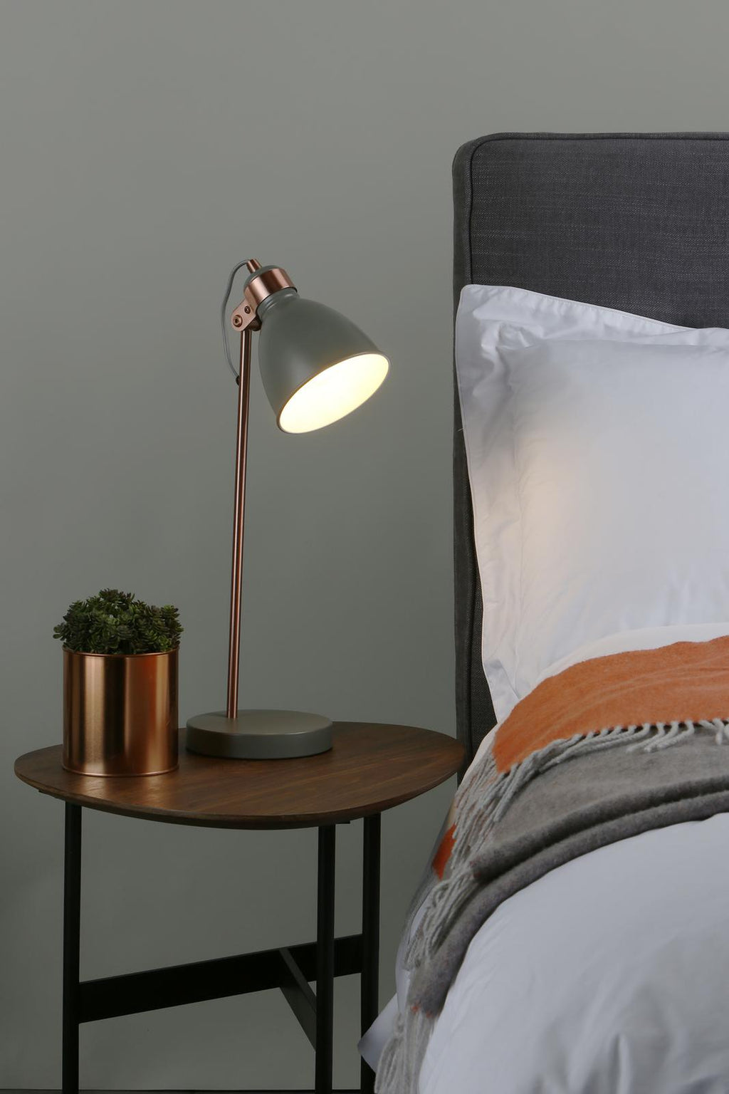 FRE4239 Frederick Desk Lamp Grey and Satin Copper