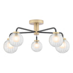 GIB5454 Gibbs 5 Light Semi-Flush Matt Black and Antique Brass