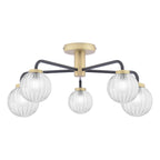 GIB5454 Gibbs 5 Light Semi-Flush Matt Black and Antique Brass
