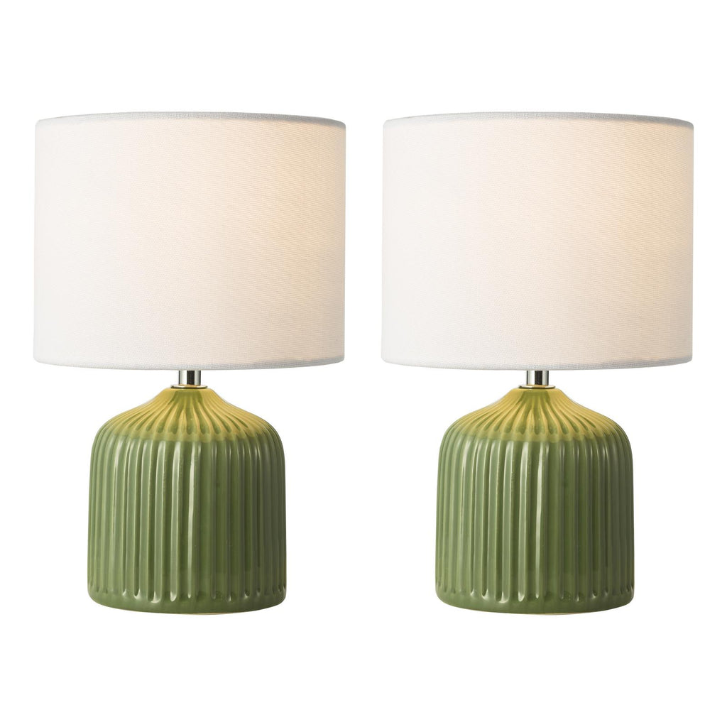 GIG4124 Gigi Twin Pack Table Lamp Green Ceramic With Shade