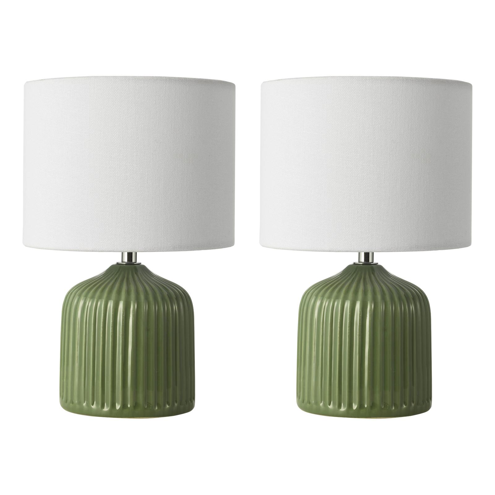 GIG4124 Gigi Twin Pack Table Lamp Green Ceramic With Shade