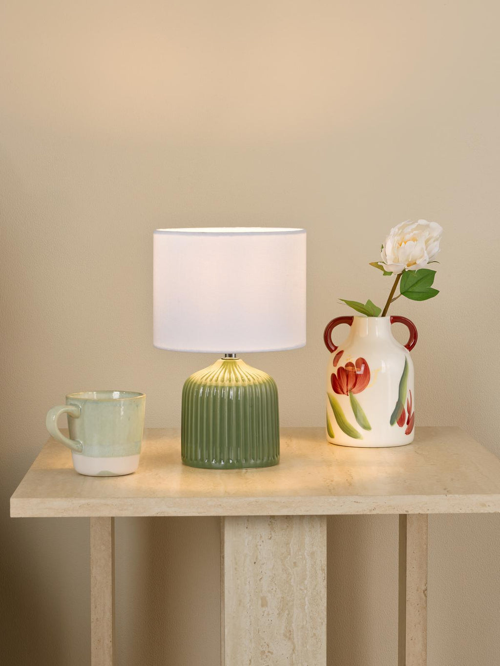 GIG4124 Gigi Twin Pack Table Lamp Green Ceramic With Shade