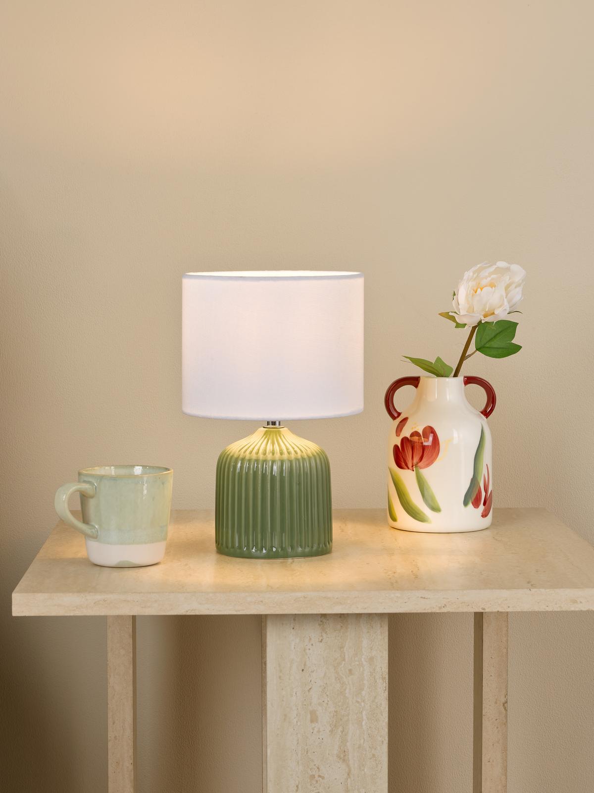 GIG4124 Gigi Twin Pack Table Lamp Green Ceramic With Shade