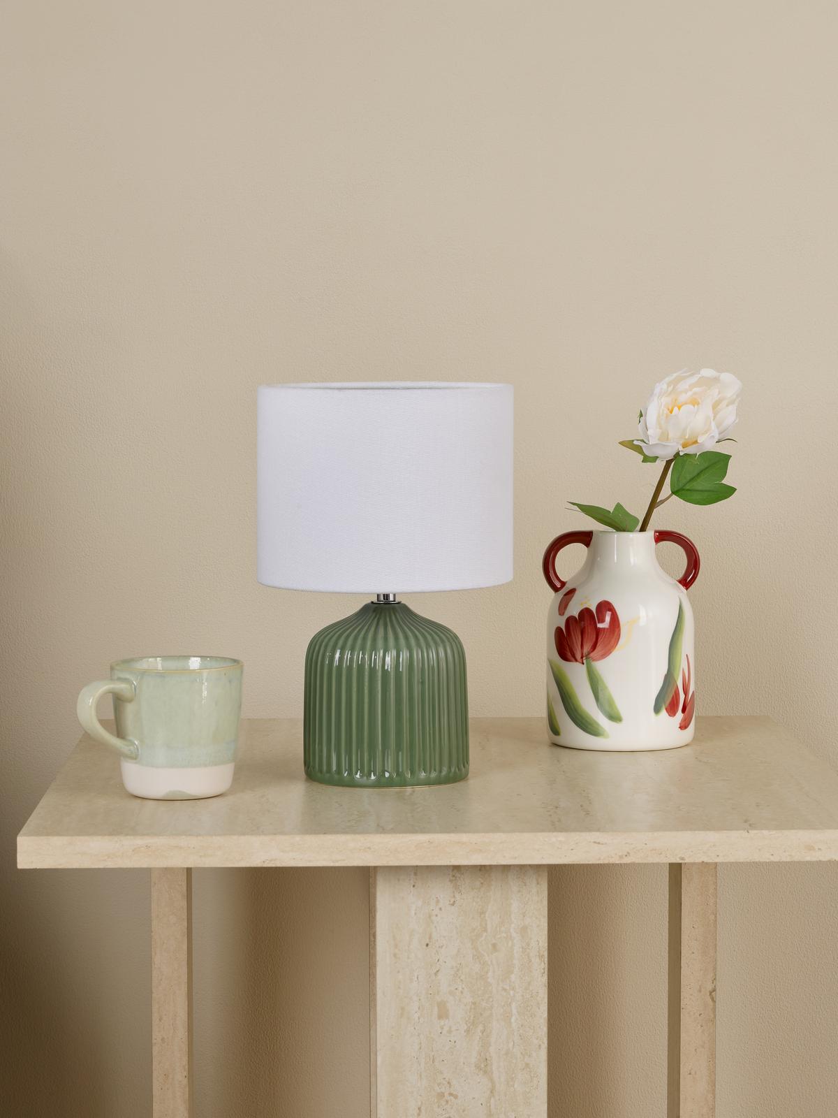 GIG4124 Gigi Twin Pack Table Lamp Green Ceramic With Shade