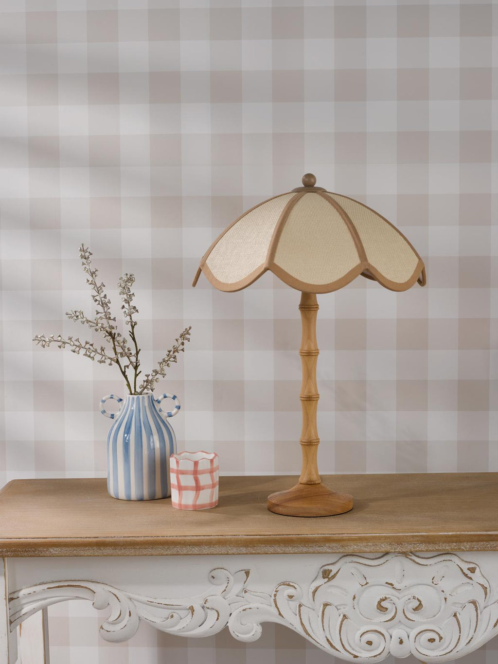 GIU4229 Giuliana 2 Light Table Lamp Natural Wood and Natural Wood