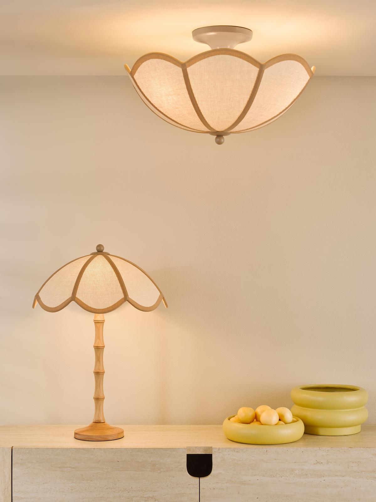 GIU4229 Giuliana 2 Light Table Lamp Natural Wood and Natural Wood