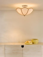 GIU5329 Giuliana 3 Light Semi-Flush Natural Wood and Satin Taupe