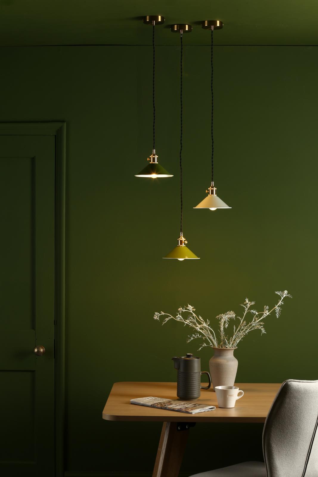 HAD0140-06 Hadano Pendant Natural Brass and Matt Cashmere/Taupe Metal Shade 18cm