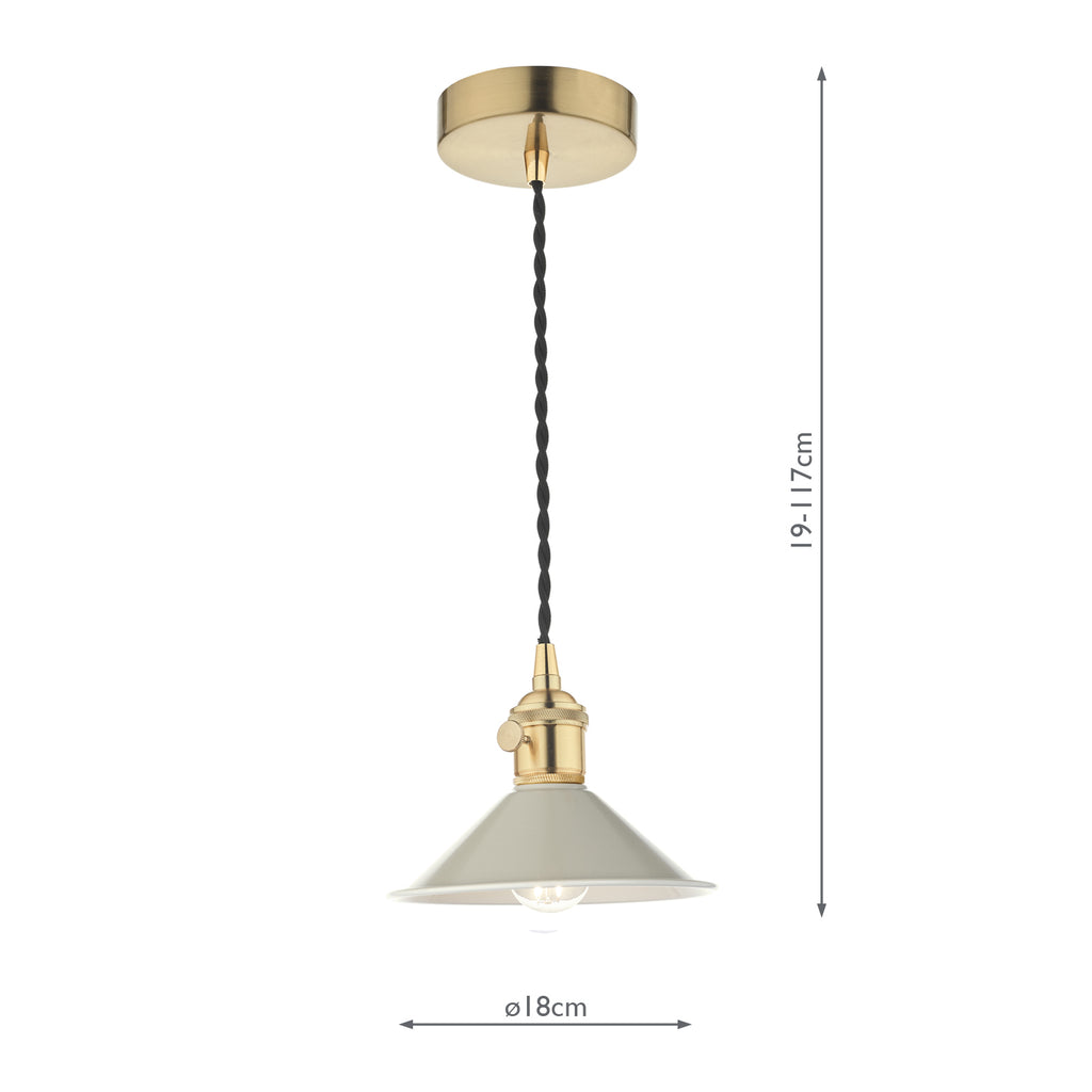 HAD0140-06 Hadano Pendant Natural Brass and Matt Cashmere/Taupe Metal Shade 18cm