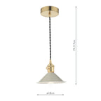 HAD0140-06 Hadano Pendant Natural Brass and Matt Cashmere/Taupe Metal Shade 18cm