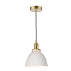 HAD0140-09 Hadano Pendant Natural Brass and White Domed Ceramic Shade