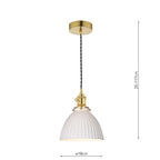HAD0140-09 Hadano Pendant Natural Brass and White Domed Ceramic Shade