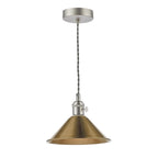 HAD0161-01 Hadano Pendant Antique Chrome and Aged Brass Metal Shade 18cm