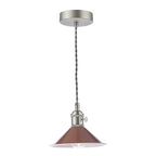 HAD0161-08 Hadano Pendant Antique Chrome and Gloss Red/Umber Metal Shade 18cm