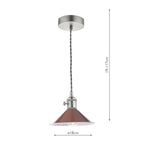 HAD0161-08 Hadano Pendant Antique Chrome and Gloss Red/Umber Metal Shade 18cm