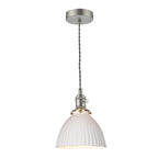 HAD0161-09 Hadano Pendant Antique Chrome and White Domed Ceramic Shade