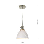 HAD0161-09 Hadano Pendant Antique Chrome and White Domed Ceramic Shade