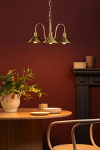 SPB0340 3 Light E14 Armed Suspension Natural Brass