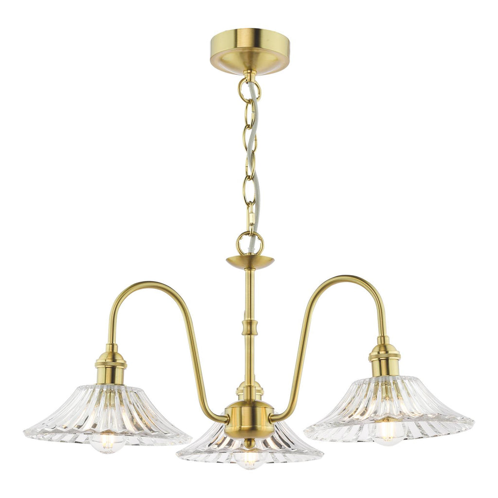 HAD0340-04 Hadano 3 Light Pendant Natural Brass and Clear Flared Glass Shade