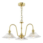 HAD0340-04 Hadano 3 Light Pendant Natural Brass and Clear Flared Glass Shade