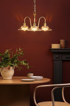 HAD0340-04 Hadano 3 Light Pendant Natural Brass and Clear Flared Glass Shade