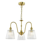 HAD0340-05 Hadano 3 Light Pendant Natural Brass and Clear Ribbed Glass Shade