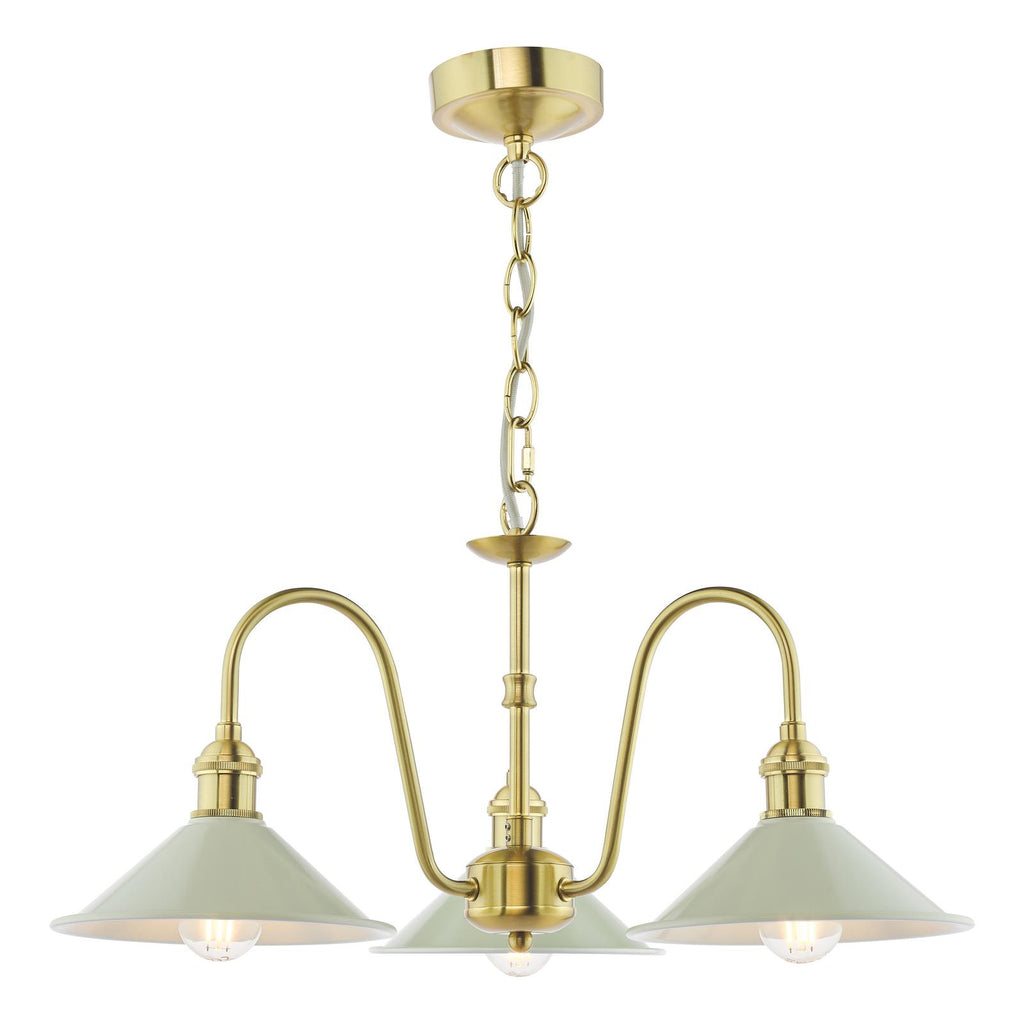 HAD0340-06 Hadano 3 Light Pendant Natural Brass and Matt Cashmere/Taupe Metal Shade 18cm