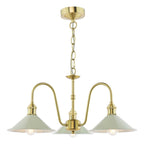 HAD0340-06 Hadano 3 Light Pendant Natural Brass and Matt Cashmere/Taupe Metal Shade 18cm