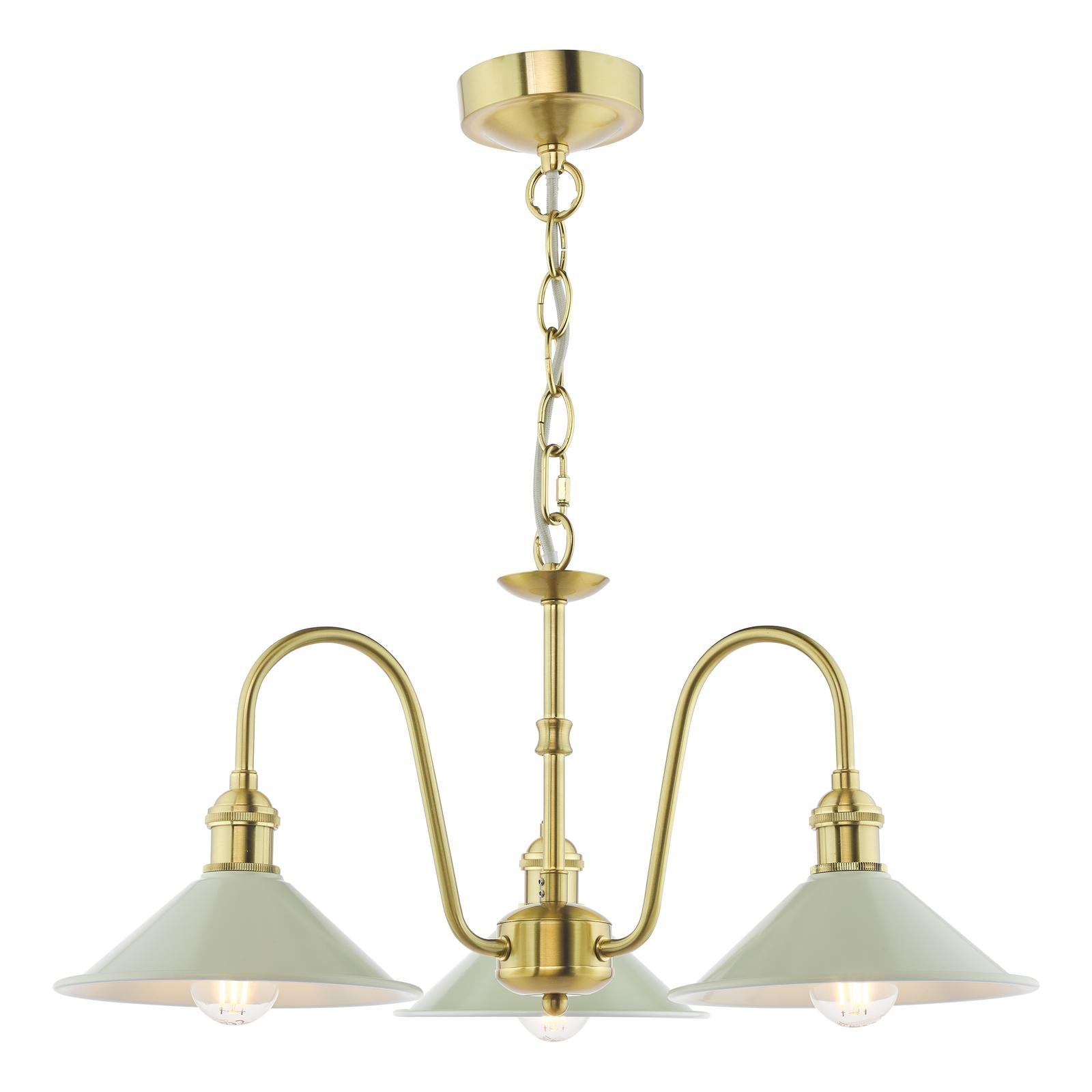 HAD0340-06 Hadano 3 Light Pendant Natural Brass and Matt Cashmere/Taupe Metal Shade 18cm