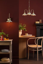 HAD0340-06 Hadano 3 Light Pendant Natural Brass and Matt Cashmere/Taupe Metal Shade 18cm