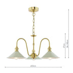 HAD0340-06 Hadano 3 Light Pendant Natural Brass and Matt Cashmere/Taupe Metal Shade 18cm