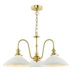 HAD0340-10 Hadano 3 Light Pendant Natural Brass and White Shallow Ceramic Shade