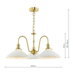 HAD0340-10 Hadano 3 Light Pendant Natural Brass and White Shallow Ceramic Shade