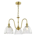 HAD0340-11 Hadano 3 Light Pendant Natural Brass and Scalloped Bell Glass Shade
