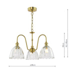HAD0340-11 Hadano 3 Light Pendant Natural Brass and Scalloped Bell Glass Shade