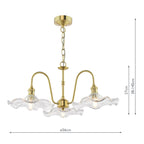 HAD0340-12 Hadano 3 Light Pendant Natural Brass and Wavy Glass Shade