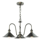 HAD0361-02 Hadano 3 Light Pendant Antique Chrome and Pewter Metal Shade 18cm
