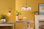 HAD0361-03 Hadano 3 Light Pendant Antique Chrome and Clear Dimpled Glass Shade