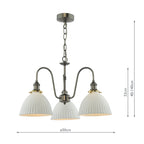 HAD0361-09 Hadano 3 Light Pendant Antique Chrome and White Domed Ceramic Shade