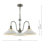 HAD0361-10 Hadano 3 Light Pendant Antique Chrome and White Shallow Ceramic Shade