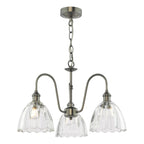 HAD0361-11 Hadano 3 Light Pendant Antique Chrome and Scalloped Bell Glass Shade